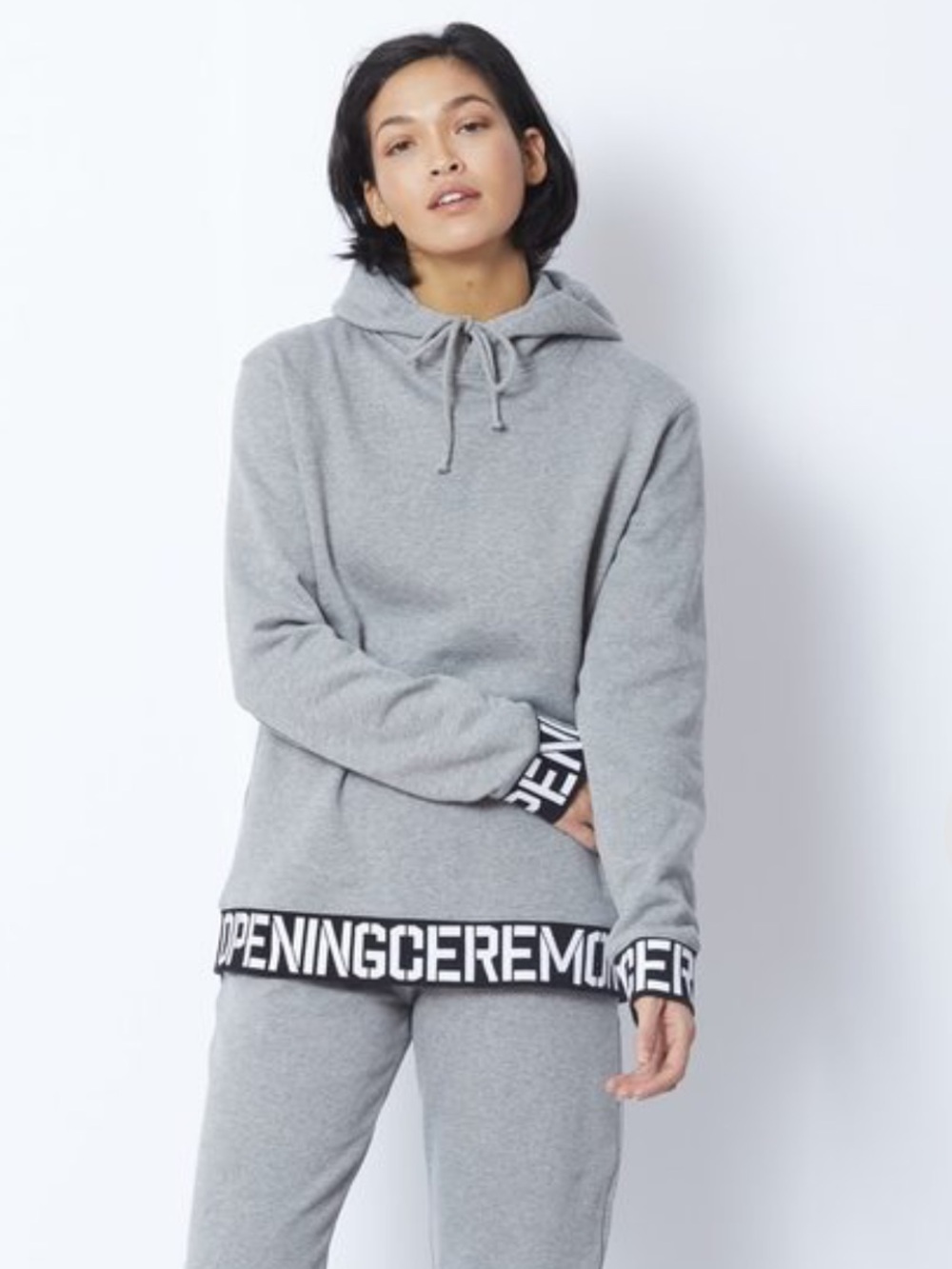 Opening Ceremony Heather Gray Slim Cut 100% Cotton Hoodie Size Medium